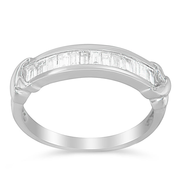 925 Silver 1/2ct Baguette Diamond Channel Set Wedding Band
