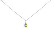 10K White Gold 5x3mm Gemstone & Diamond Halo Oval 18" Pendant Necklace