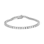 .925 Sterling Silver 1CT Miracle-Set Diamond Bezel Tennis Bracelet