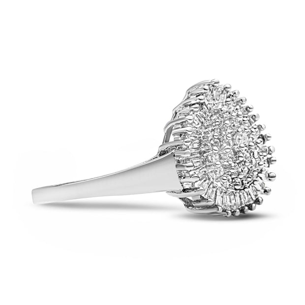 10K White Gold 1/2CTW Diamond Pear-Shaped Pavé Halo Cocktail Ring
