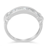 925 Silver 1/2ct Baguette Diamond Channel Set Wedding Band