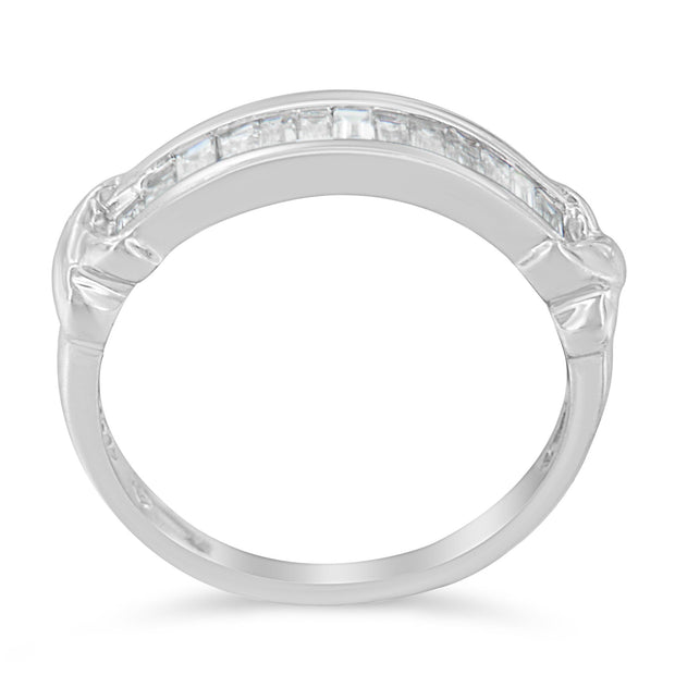 925 Silver 1/2ct Baguette Diamond Channel Set Wedding Band