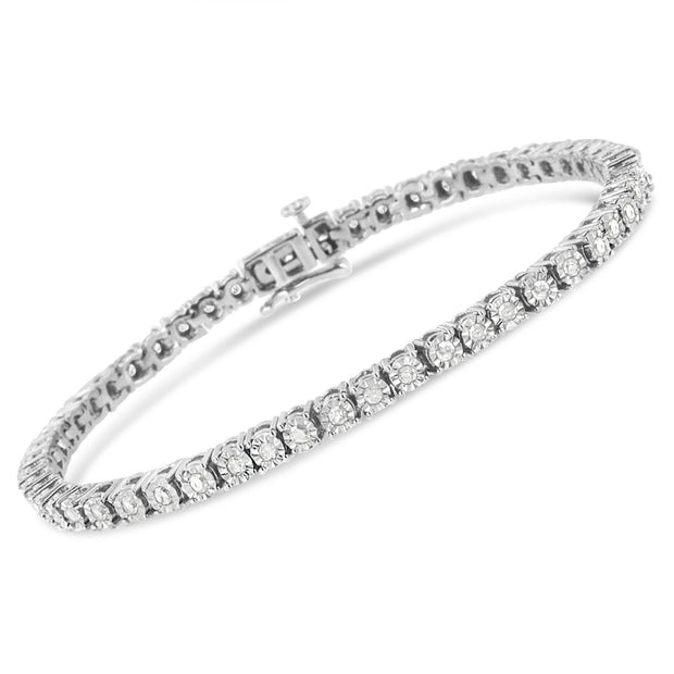 .925 Sterling Silver 1CT Miracle-Set Diamond Bezel Tennis Bracelet