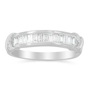 925 Silver 1/2ct Baguette Diamond Channel Set Wedding Band