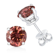 10K White Gold 1CT Pink Lab Diamond Round 4-Prong Solitaire Earrings