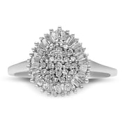 10K White Gold 1/2CTW Diamond Pear-Shaped Pavé Halo Cocktail Ring