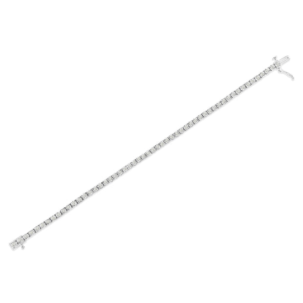 .925 Sterling Silver 1CT Miracle-Set Diamond Bezel Tennis Bracelet