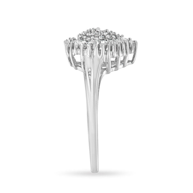 10K White Gold 1/2CTW Diamond Pear-Shaped Pavé Halo Cocktail Ring