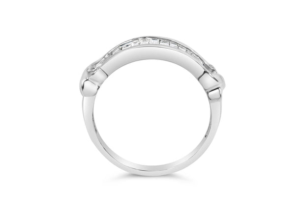 925 Silver 1/2ct Baguette Diamond Channel Set Wedding Band