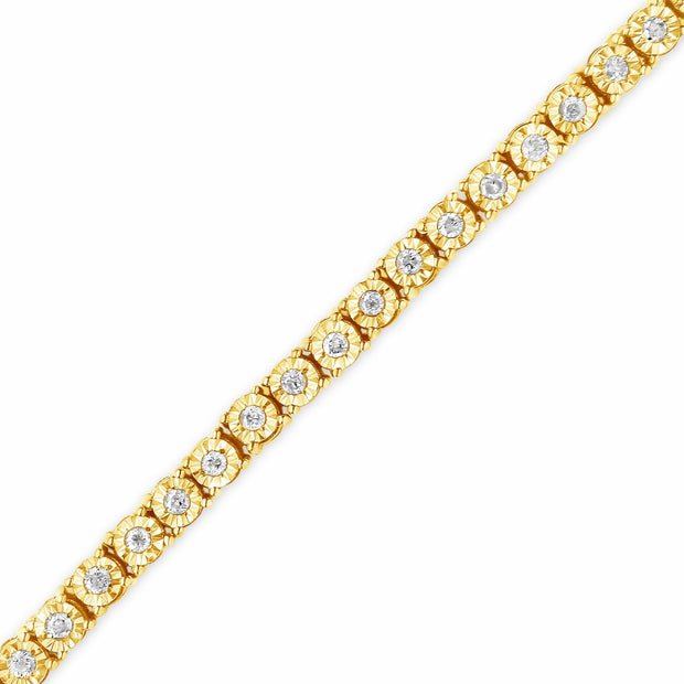 .925 Sterling Silver 1CT Miracle-Set Diamond Bezel Tennis Bracelet