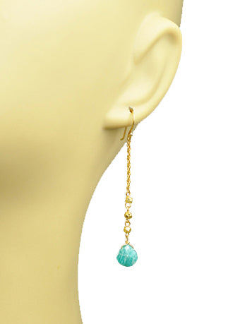 Amazonite Linear Drop Earrings