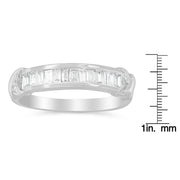 925 Silver 1/2ct Baguette Diamond Channel Set Wedding Band