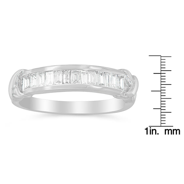 925 Silver 1/2ct Baguette Diamond Channel Set Wedding Band