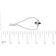 .925 Sterling Silver Marquise Black Onyx and Diamond Accent Lariat Bracelet