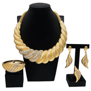 Luxury Dubai Bridal Jewelry Set – Necklace, Earrings, Bracelet &amp; Ring