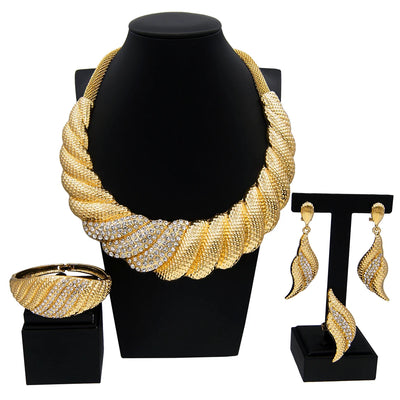 Luxury Dubai Bridal Jewelry Set – Necklace, Earrings, Bracelet &amp; Ring