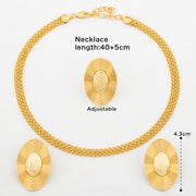 Trend Gold Jewelry Set – Necklace, Clip Earrings & Ring, Italian Elegant Party Accessories for Women