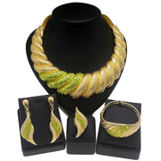 Luxury Dubai Bridal Jewelry Set – Necklace, Earrings, Bracelet &amp; Ring