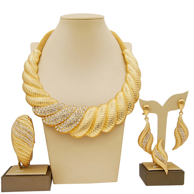 Luxury Dubai Bridal Jewelry Set – Necklace, Earrings, Bracelet &amp; Ring