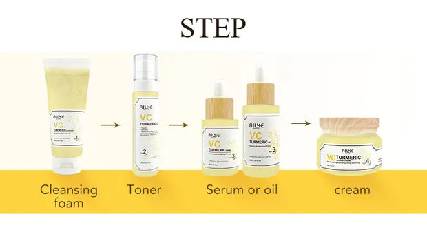 AILKE Turmeric Vitamin C Skin Care Set – Organic Anti-Acne, Whitening & Hydrating Korean Facial Products