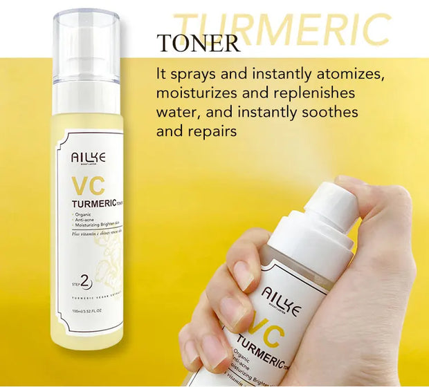 AILKE Turmeric Vitamin C Skin Care Set – Organic Anti-Acne, Whitening & Hydrating Korean Facial Products