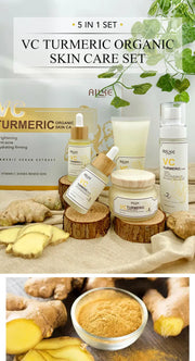 AILKE Turmeric Vitamin C Skin Care Set – Organic Anti-Acne, Whitening & Hydrating Korean Facial Products
