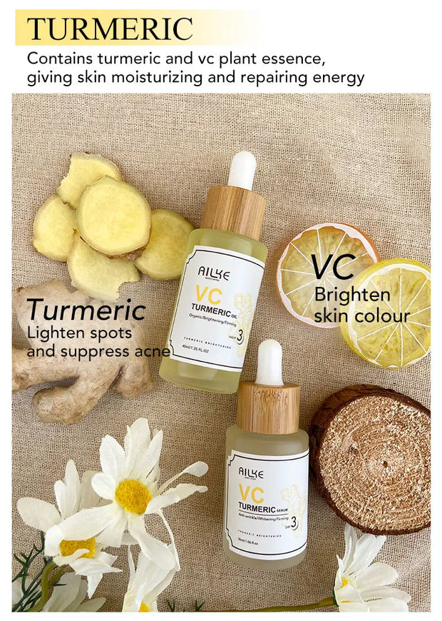 AILKE Turmeric Vitamin C Skin Care Set – Organic Anti-Acne, Whitening & Hydrating Korean Facial Products