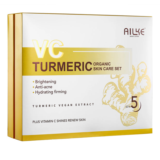 AILKE Turmeric Vitamin C Skin Care Set – Organic Anti-Acne, Whitening & Hydrating Korean Facial Products