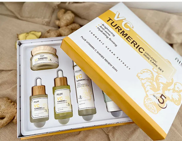 AILKE Turmeric Vitamin C Skin Care Set – Organic Anti-Acne, Whitening & Hydrating Korean Facial Products