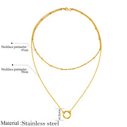 DOTIFI Stainless Steel Circle Pendant Necklace – Layered Bead Chain Choker, Trendy Fine Jewelry for Women