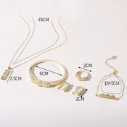 Gorgeous Gold Jewelry Set: Necklace, Bracelet, Ring & Earrings Combo