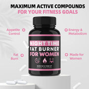 Night Time Fat Burner Supplement for Women – Belly Fat Burner & Tone Up Pills | Metabolism & Appetite Support