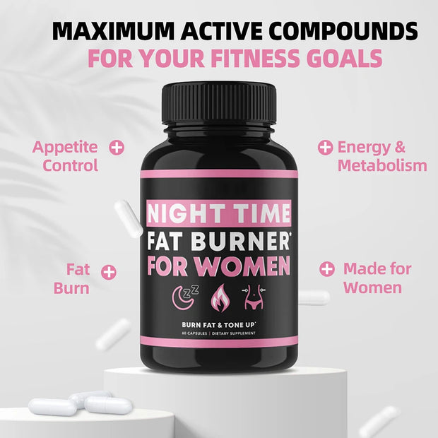 Night Time Fat Burner Supplement for Women – Belly Fat Burner & Tone Up Pills | Metabolism & Appetite Support