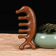 Sandalwood Massage Comb – Five-Tooth Whale Comb & Scalp Massager | Relaxing Hair & Body Wellness Tool