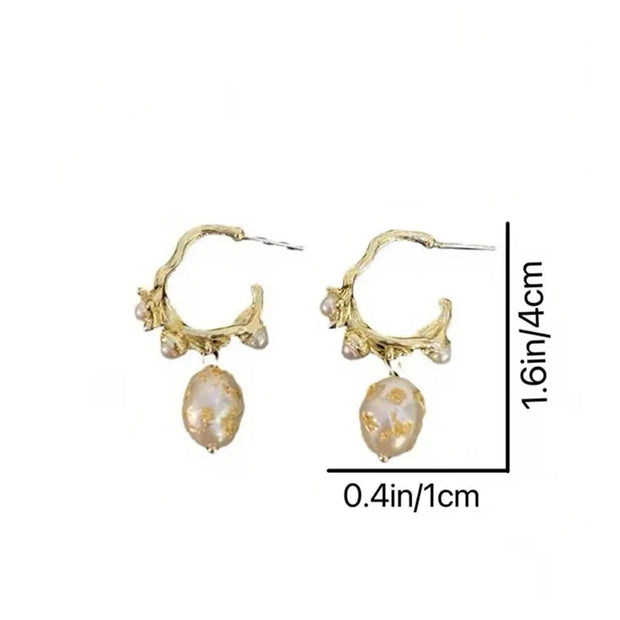 French Vintage Faux Pearl C-Design Earrings | Luxurious Drop Earrings for Women