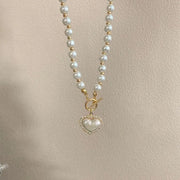 Elegant Pearl Heart  Necklace