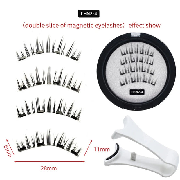 Magnetic Eyelashes Kit – 3D Natural Effect Reusable False Lashes with Tweezers