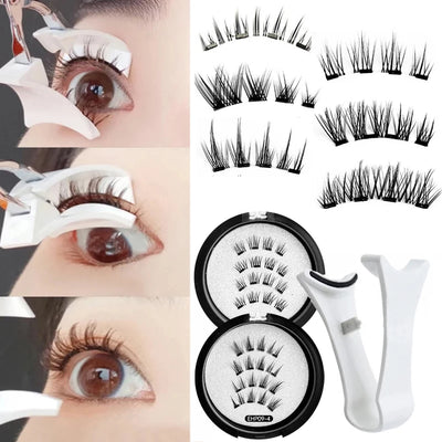 Magnetic Eyelashes Kit – 3D Natural Effect Reusable False Lashes with Tweezers