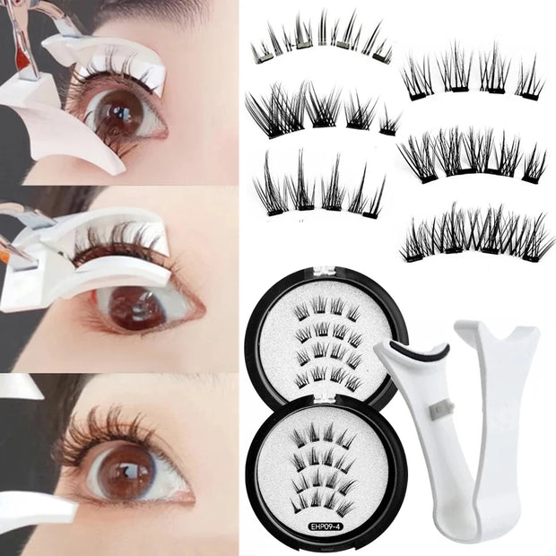 Magnetic Eyelashes Kit – 3D Natural Effect Reusable False Lashes with Tweezers