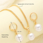 3-Piece Round Pearl Jewelry Set – Elegant Vintage Style for Women