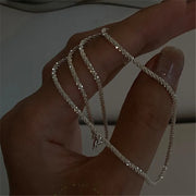 Sparkling Silver Clavicle Necklace