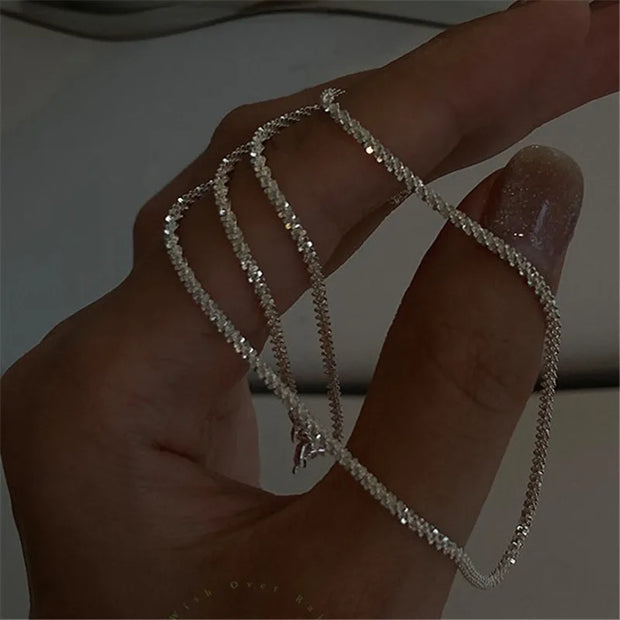 Sparkling Silver Clavicle Necklace