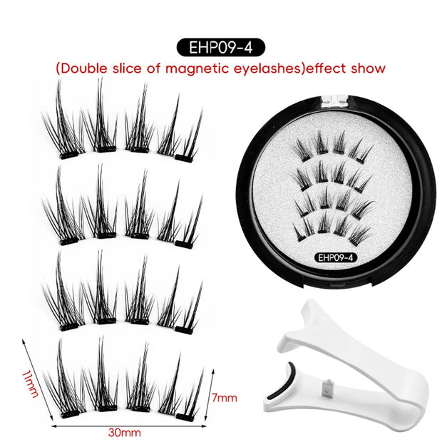 Magnetic Eyelashes Kit – 3D Natural Effect Reusable False Lashes with Tweezers