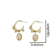 French Vintage Faux Pearl C-Design Earrings | Luxurious Drop Earrings for Women