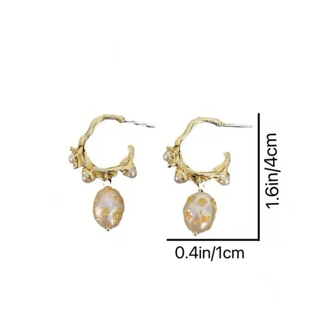 French Vintage Faux Pearl C-Design Earrings | Luxurious Drop Earrings for Women