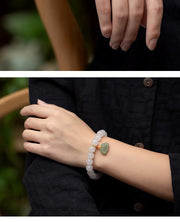 Pink Hand-Woven Rope Bracelet – Hetian Jade & Pearl Tassel Jewelry