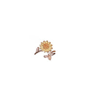 Rotating Sunflower Butterfly Zircon Ring