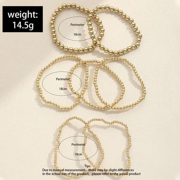 New Beaded Bracelets for Women – Handmade Charm Link Chain & Gold Color Beads