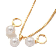 3-Piece Round Pearl Jewelry Set – Elegant Vintage Style for Women