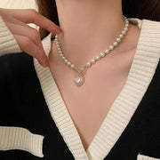 Elegant Pearl Heart  Necklace